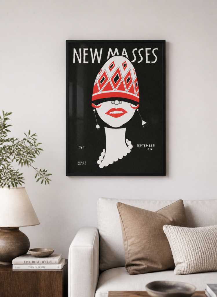 New Masses 1926 Art Deco Flapper Woman Vintage Magazine Cover Poster