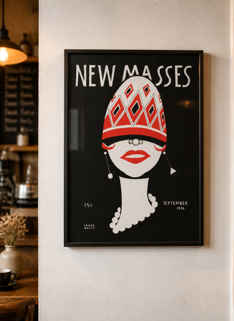 New Masses 1926 Art Deco Flapper Woman Vintage Magazine Cover Poster