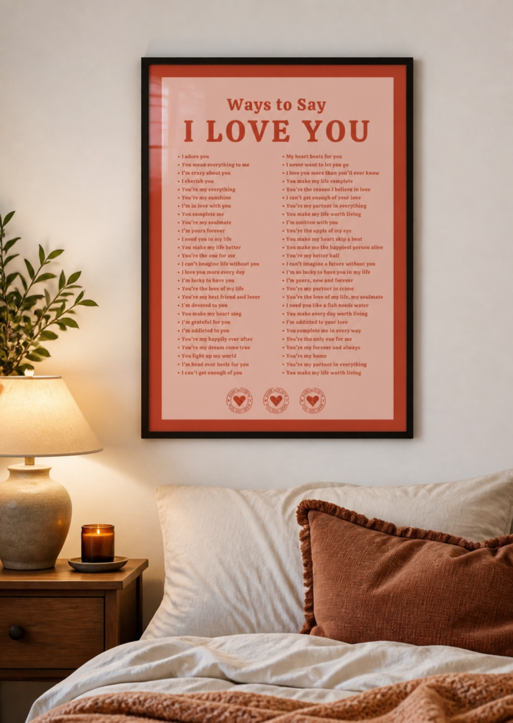 Ways to Say I Love You Typography Wall Art Poster - Romantic Quote Print